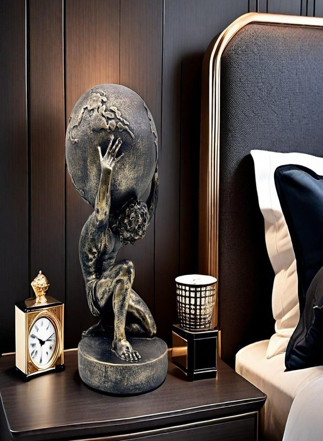SHTWX 10.5 Inch Bronze Greek Atlas Holding World Statue Sculpture Figurine Home Office Living Room Desktop Display Decor Decorative Decoration - Image 3